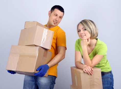 Household boxes prepared for removals in Chessington