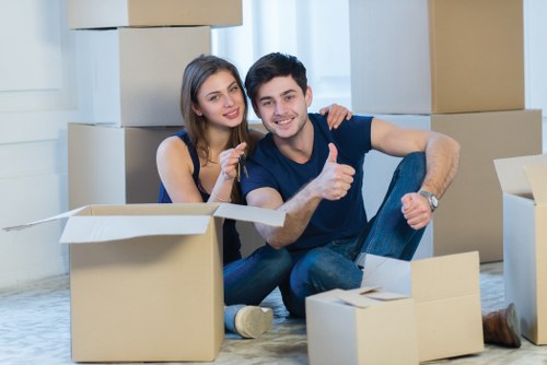 Packing and loading items for a commercial move in Chessington